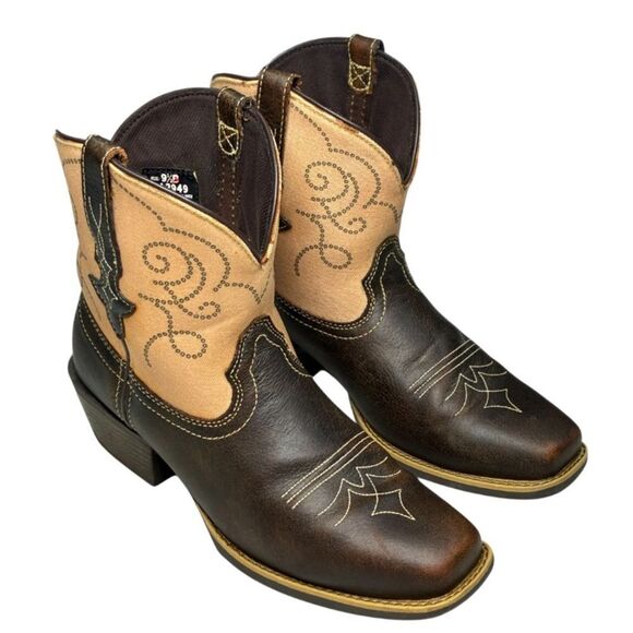 Justin Boots Shoes - Justin Gypsy L2949 Western Cowgirl Boots Brown Tan Square Toe Size 9.5B EUC